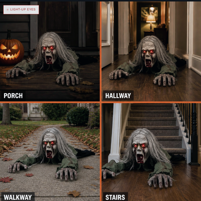 Crawling Zombie porch hallway walkway and stairs placement examples